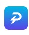 Blue gradient app icon with a white paper plane, representing a messaging app.